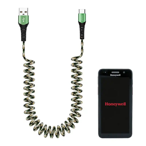 Coiled USB-C Fast Charging Cable for Honeywell Scanners