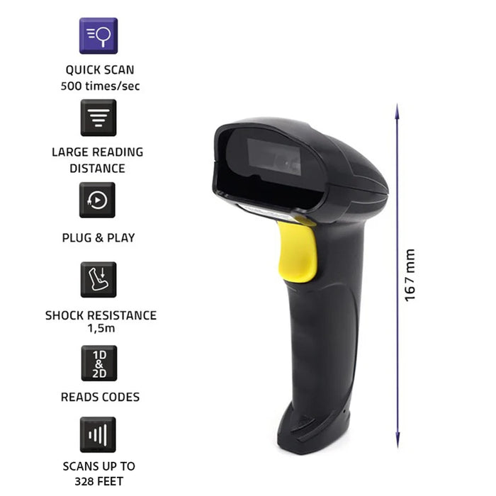 Handheld USB 2D Barcode Automatic QR Code Scanner